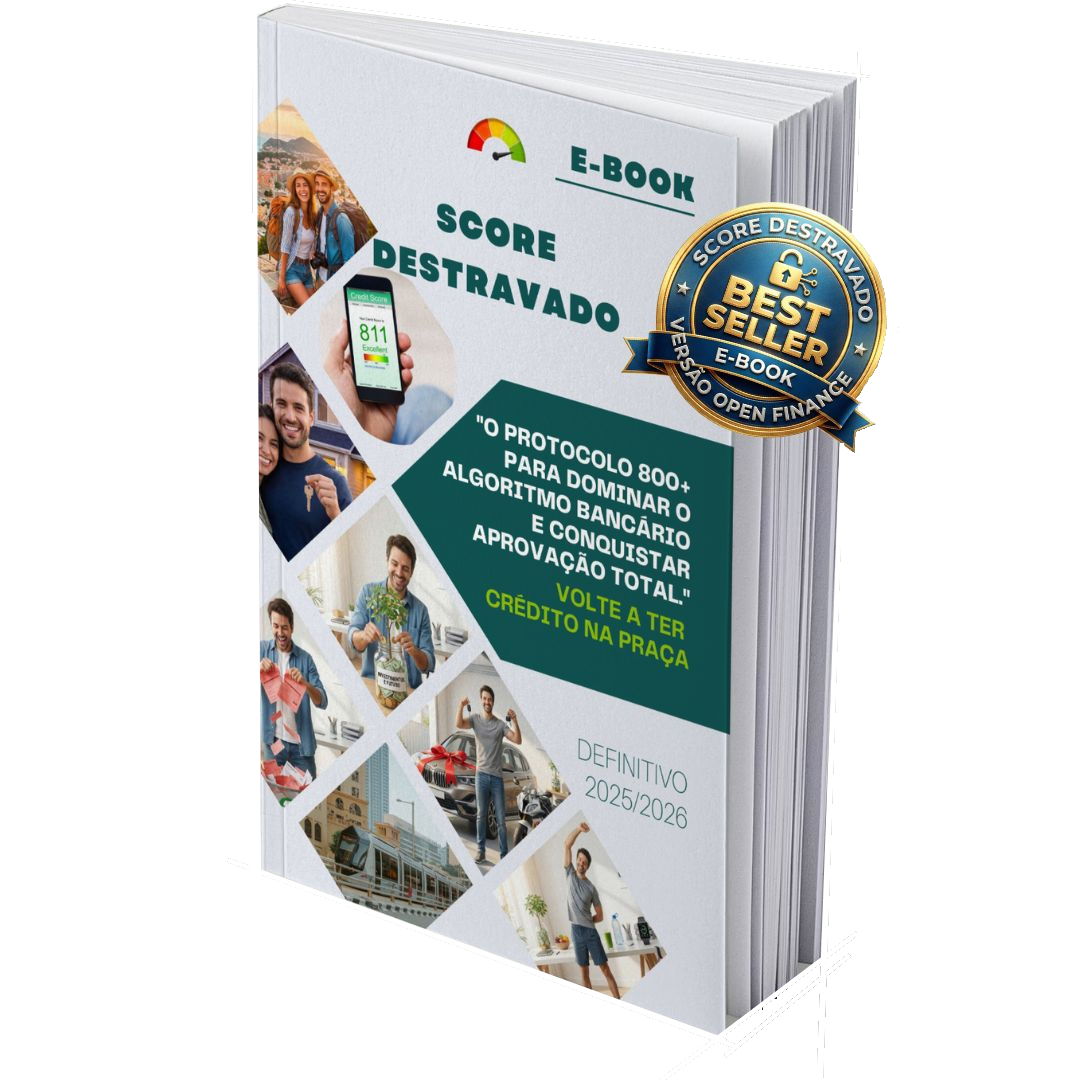 Capa do E-book Score Destravado, livro digital verde com cadeado aberto